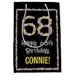 [ Thumbnail: 68th Birthday: Floral Flowers Number, Custom Name Gift Bag ]