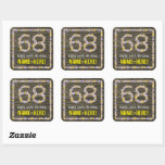 [ Thumbnail: 68th Birthday: Floral Number, Faux Wood Look, Name Sticker ]