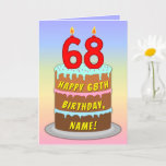 [ Thumbnail: 68th Birthday — Fun Cake & Candles, W/ Custom Name Card ]