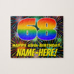 [ Thumbnail: 68th Birthday: Fun, Colorful Celebratory Fireworks Jigsaw Puzzle ]