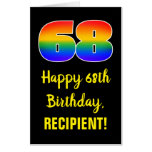 [ Thumbnail: 68th Birthday: Fun, Colorful, Happy, Rainbow # 68 Card ]