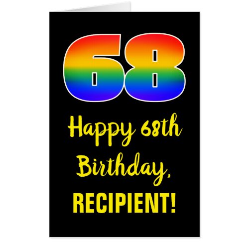 68th Birthday Fun Colorful Happy Rainbow  68 Card