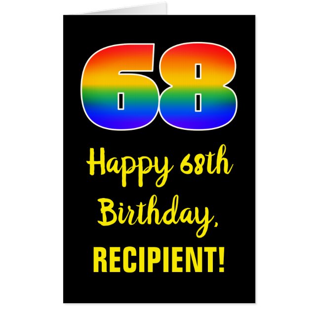 68th Birthday: Fun, Colorful, Happy, Rainbow # 68 Card (Front)