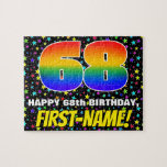 [ Thumbnail: 68th Birthday — Fun, Colorful Star Field Pattern Jigsaw Puzzle ]
