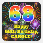 [ Thumbnail: 68th Birthday: Fun Fireworks Look, Rainbow # 68 Sticker ]