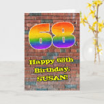 [ Thumbnail: 68th Birthday: Fun Graffiti-Inspired Rainbow 68 Card ]