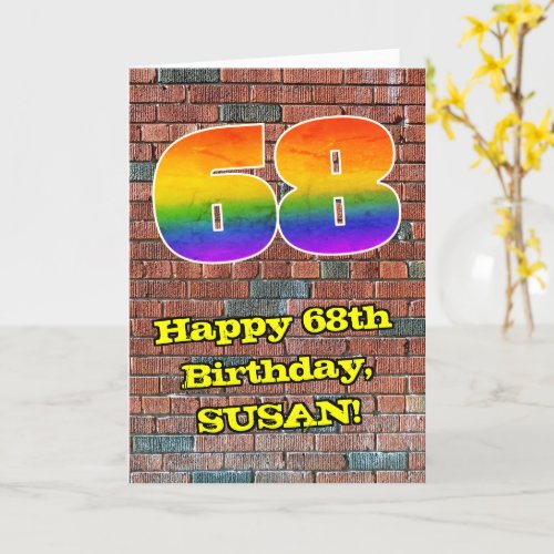 68th Birthday Fun Graffiti_Inspired Rainbow 68 Card