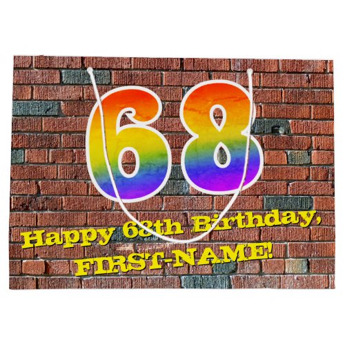 68th Birthday Fun Graffiti_Inspired Rainbow  68 Large Gift Bag