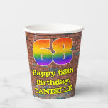 [ Thumbnail: 68th Birthday: Fun Graffiti-Inspired Rainbow 68 Paper Cups ]