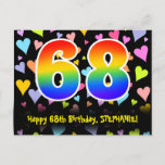 [ Thumbnail: 68th Birthday: Fun Hearts Pattern, Rainbow 68 Postcard ]