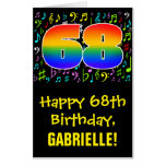 [ Thumbnail: 68th Birthday: Fun Music Symbols + Rainbow # 68 Card ]