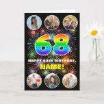 [ Thumbnail: 68th Birthday: Fun Rainbow #, Custom Name & Photos Card ]