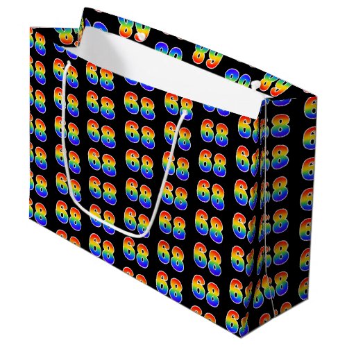 68th Birthday Fun Rainbow Event Number 68 Pattern Large Gift Bag