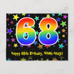 [ Thumbnail: 68th Birthday: Fun Stars Pattern, Rainbow 68, Name Postcard ]