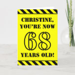 [ Thumbnail: 68th Birthday: Fun Stencil Style Text, Custom Name Card ]