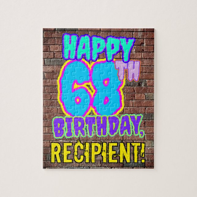68th Birthday ~ Fun, Urban Graffiti Inspired Look Jigsaw Puzzle (Vertical)