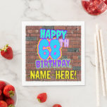 [ Thumbnail: 68th Birthday ~ Fun, Urban Graffiti Inspired Look Napkins ]