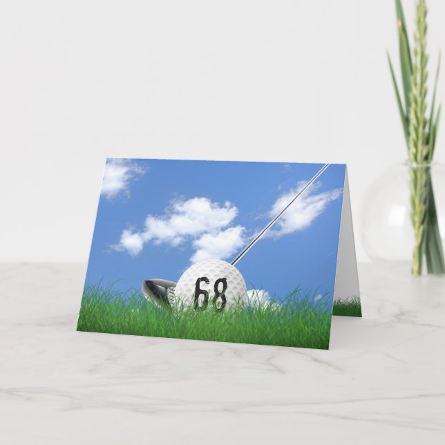 68th birthday golf ball in grass card (Front)