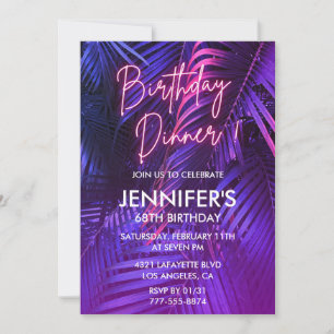 68th birthday invitations Pink Neon Tropical