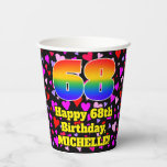 [ Thumbnail: 68th Birthday: Loving Hearts Pattern, Rainbow 68 Paper Cups ]