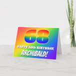 [ Thumbnail: 68th Birthday: Multicolored Rainbow Pattern # 68 Card ]