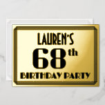[ Thumbnail: 68th Birthday Party: Art Deco Look “68” and Name Invitation ]