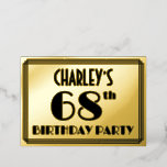 [ Thumbnail: 68th Birthday Party — Art Deco Look “68” + Name Invitation ]