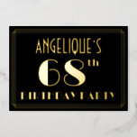 [ Thumbnail: 68th Birthday Party: Art Deco Look “68”, W/ Name Invitation ]