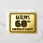 [ Thumbnail: 68th Birthday Party ~ Art Deco Style “68” + Name Postcard ]