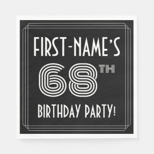 68th Birthday Party: Art Deco Style + Custom Name Napkins