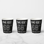 [ Thumbnail: 68th Birthday Party: Art Deco Style + Custom Name Paper Cups ]