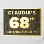 [ Thumbnail: 68th Birthday Party: Bold, Faux Wood Grain Pattern Invitation ]