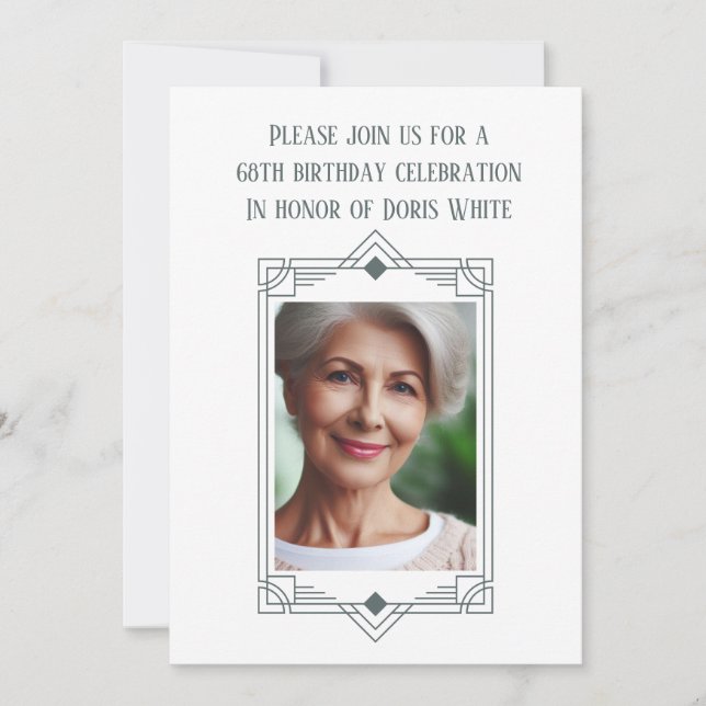 68th Birthday Party Custom Photo Frame Invitation (Front)