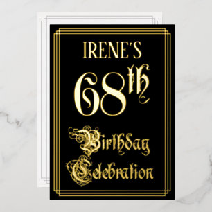 68th Birthday Party — Fancy Script & Custom Name Foil Invitation