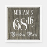 [ Thumbnail: 68th Birthday Party — Fancy Script, Faux Wood Look Napkins ]