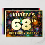 [ Thumbnail: 68th Birthday Party — Fun, Colorful Fireworks Look Invitation ]