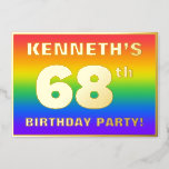 [ Thumbnail: 68th Birthday Party: Fun, Colorful Rainbow Pattern Invitation ]