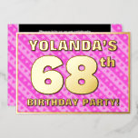[ Thumbnail: 68th Birthday Party — Fun Pink Hearts and Stripes Invitation ]