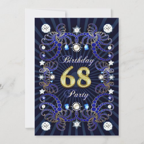 68th birthday party invite with masses of jewels
