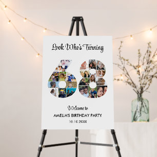 68th Birthday Party Number 68 Photo Collage Foam Board