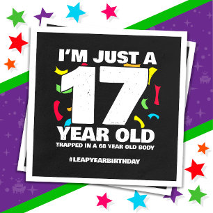 68th Birthday Party Trapped Leap Year Day Feb 29th Napkins
