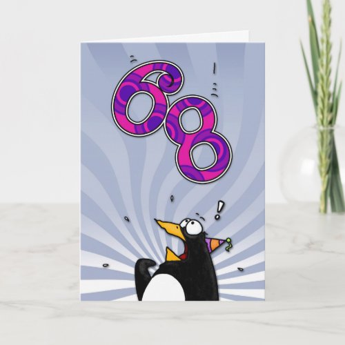 68th Birthday Penguin Surprise Card