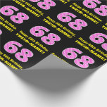 [ Thumbnail: 68th Birthday: Pink Stripes and Hearts "68" + Name Wrapping Paper ]