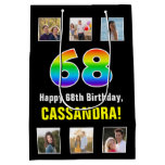 [ Thumbnail: 68th Birthday: Rainbow “68“, Custom Photos & Name Gift Bag ]