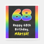 [ Thumbnail: 68th Birthday: Rainbow Spectrum # 68, Custom Name Napkins ]