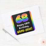 [ Thumbnail: 68th Birthday: Rainbow Spectrum # 68, Custom Name Sticker ]