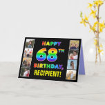 [ Thumbnail: 68th Birthday: Rainbow Text, Custom Photos & Name Card ]