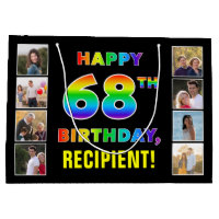 68th Birthday: Rainbow Text, Custom Photos & Name