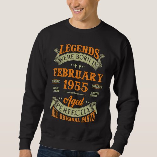 68th Birthday Vintage Legends Born In February 195 Sweatshirt