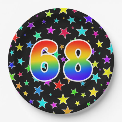 68th Event Bold Fun Colorful Rainbow 68 Paper Plates